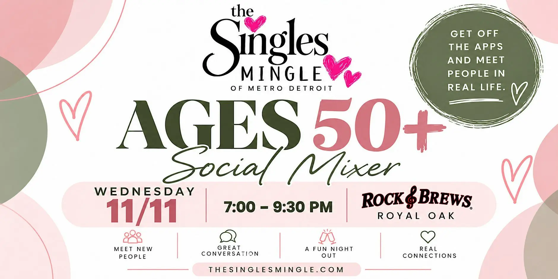 The Singles Mingle | Ages 50+ Social Mixer at Rock & Brews in Royal Oak The Singles Mingle | Ages 50+ Social Mixer at Rock & Brews in Royal Oak
