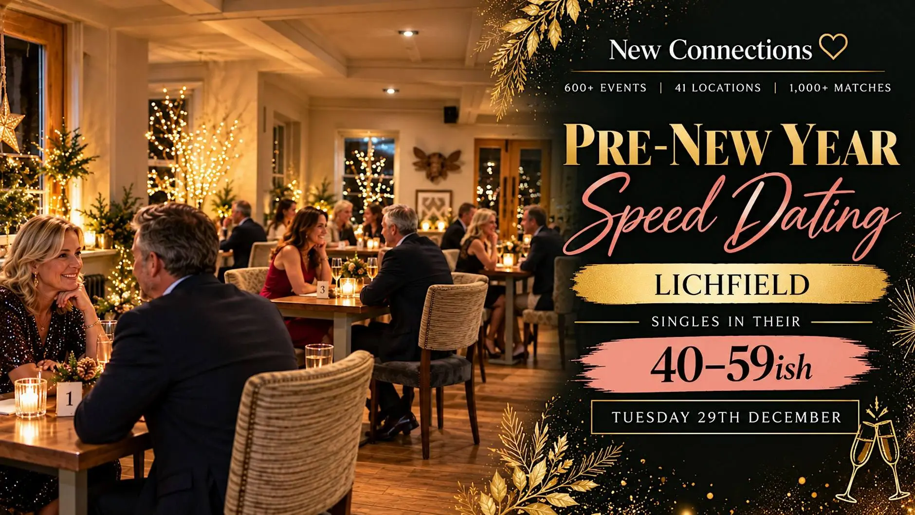 Pre-New Year Speed Dating in Lichfield Ages 40-59ish Pre-New Year Speed Dating in Lichfield Ages 40-59ish