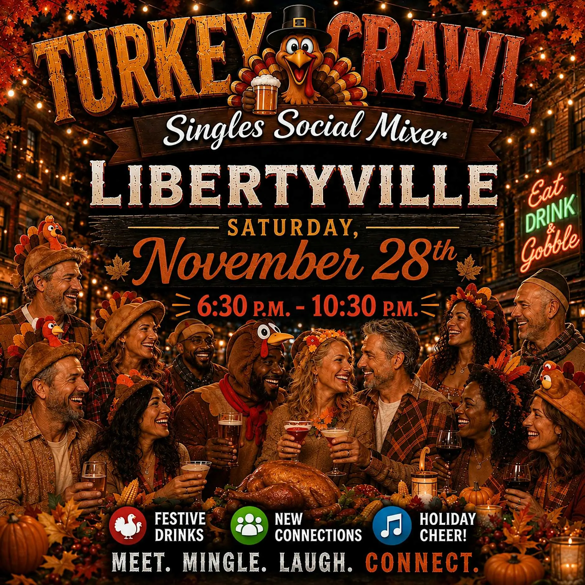 Singles Social Mixer Libertyville, IL Turkey Bar Crawl