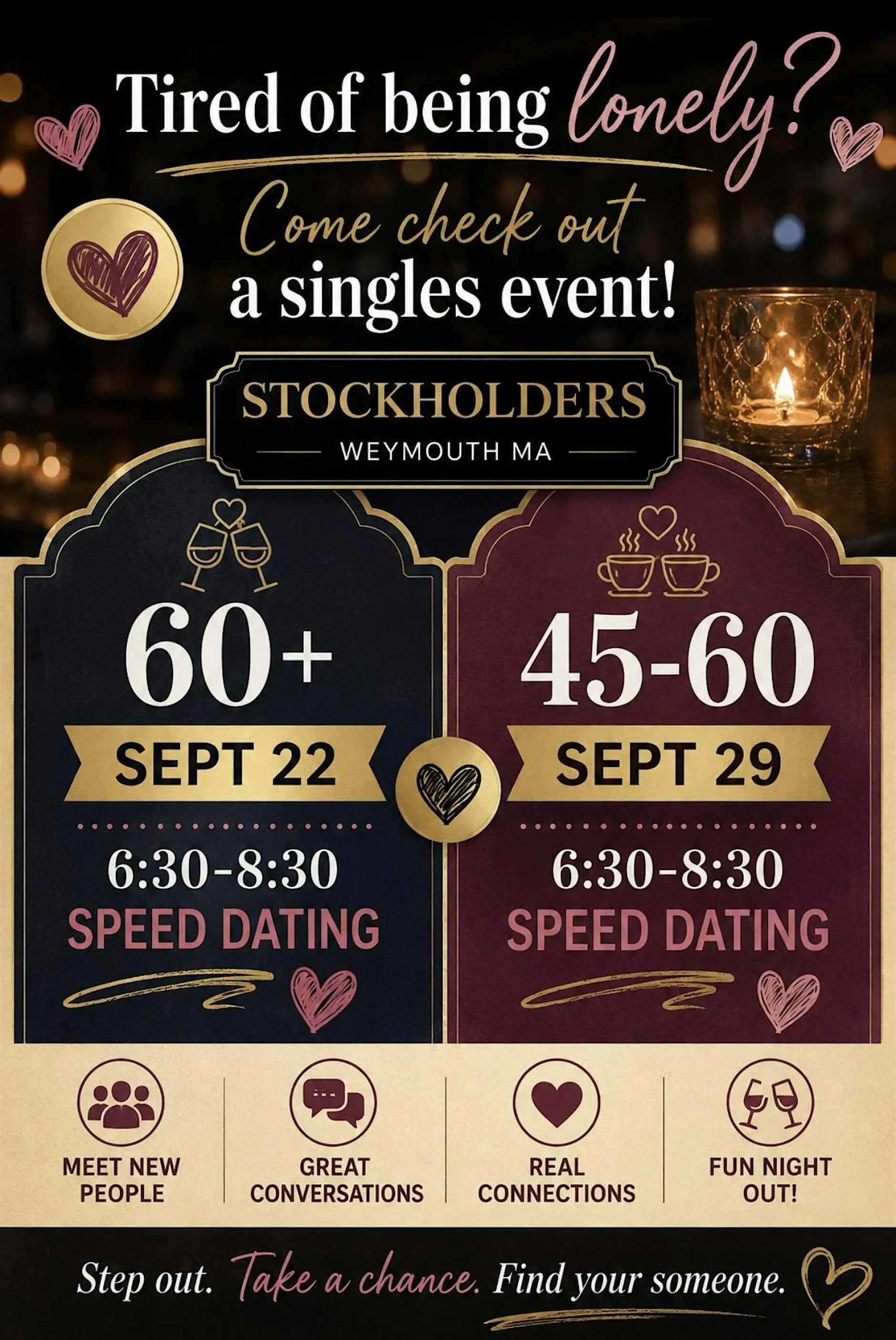 45-60 stockholders speed dating 45-60 stockholders speed dating