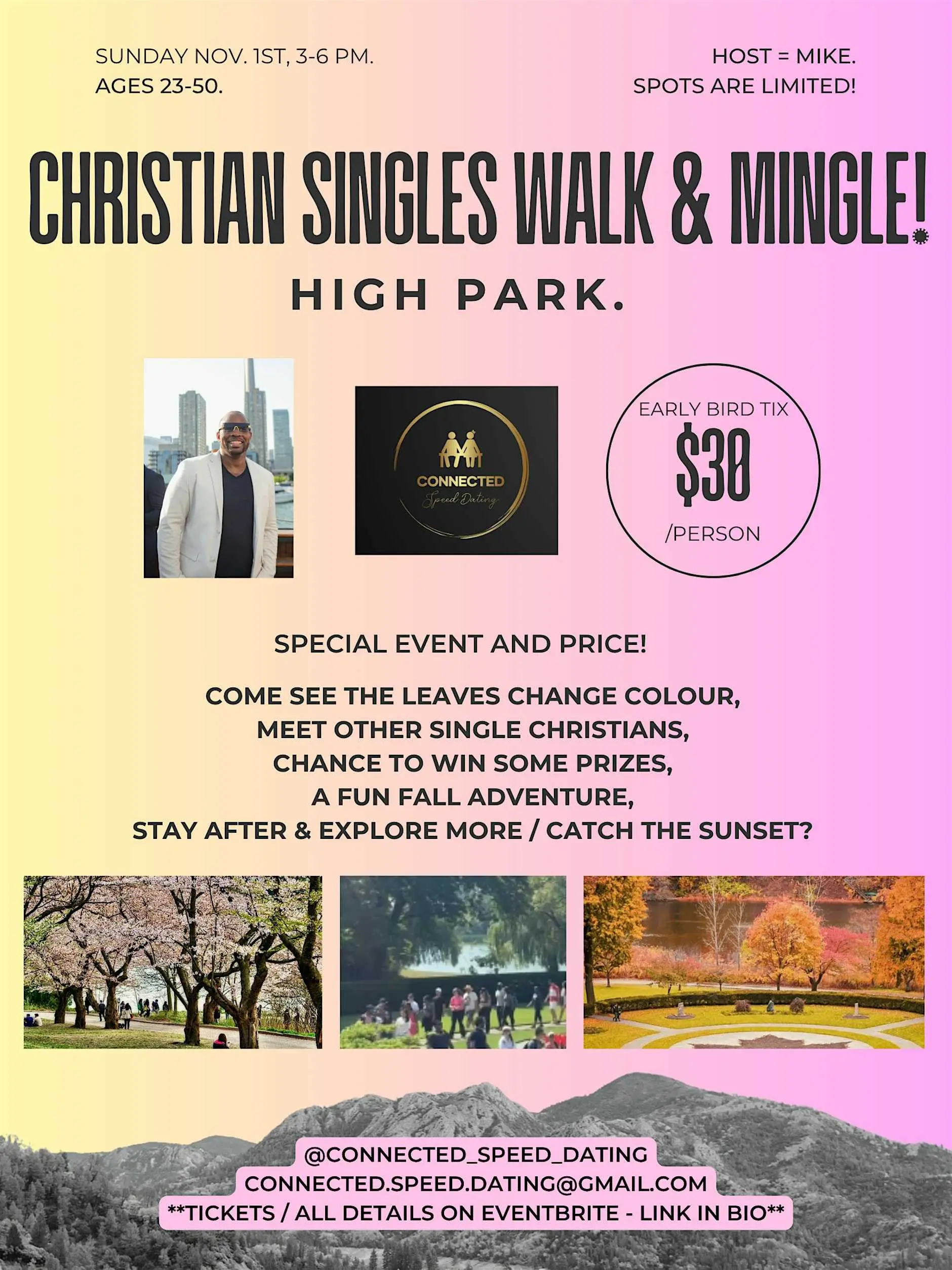 Christian Singles 'Walk N Mingle' - High Park - Sun. Nov. 1st (3-6pm). Christian Singles 'Walk N Mingle' - High Park - Sun. Nov. 1st (3-6pm).