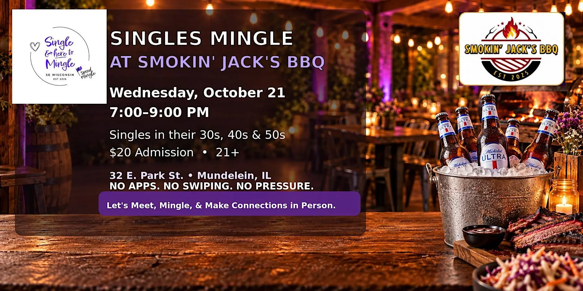 Single & here to Mingle in Mundelein at Smokin Jack's BBQ Single & here to Mingle in Mundelein at Smokin Jack's BBQ
