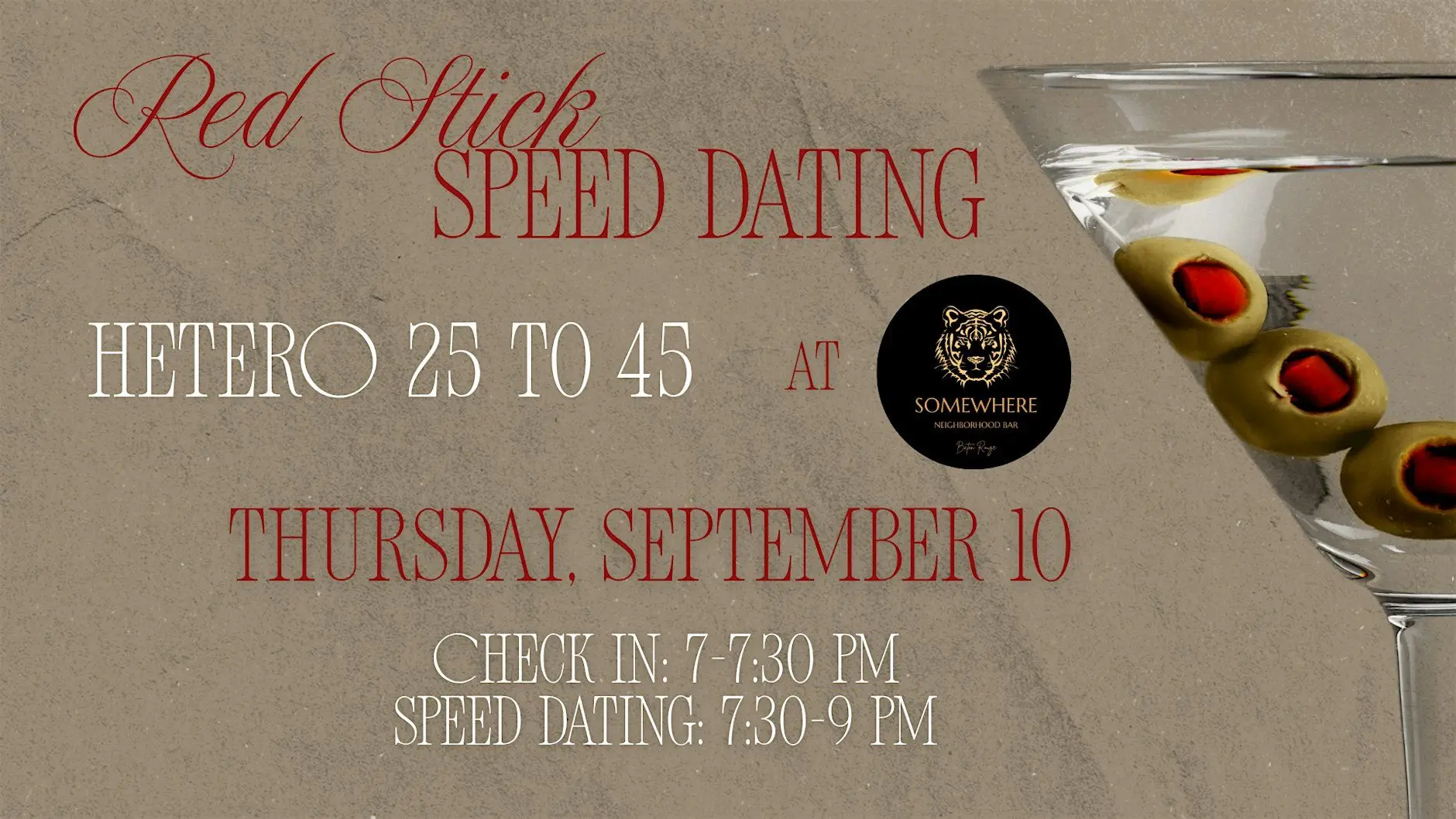 9/10 - Red Stick Speed Dating @ Somewhere Bar