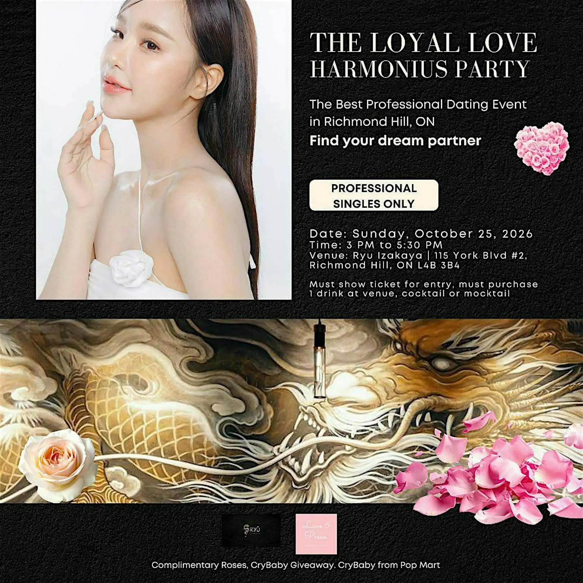 The Loyal Love Harmonious Professional Dating Party + Complimentary Roses