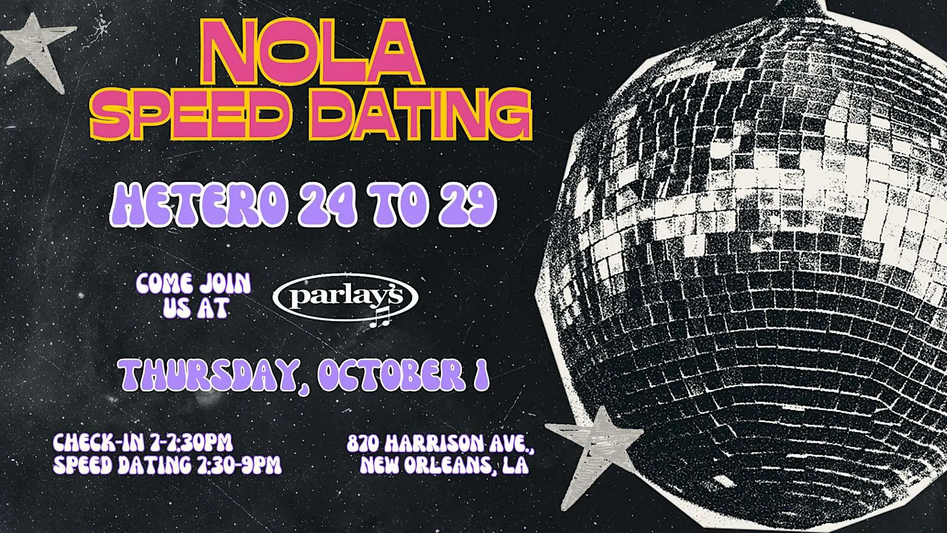 10/1 - NOLA Speed Dating @ Parlay's