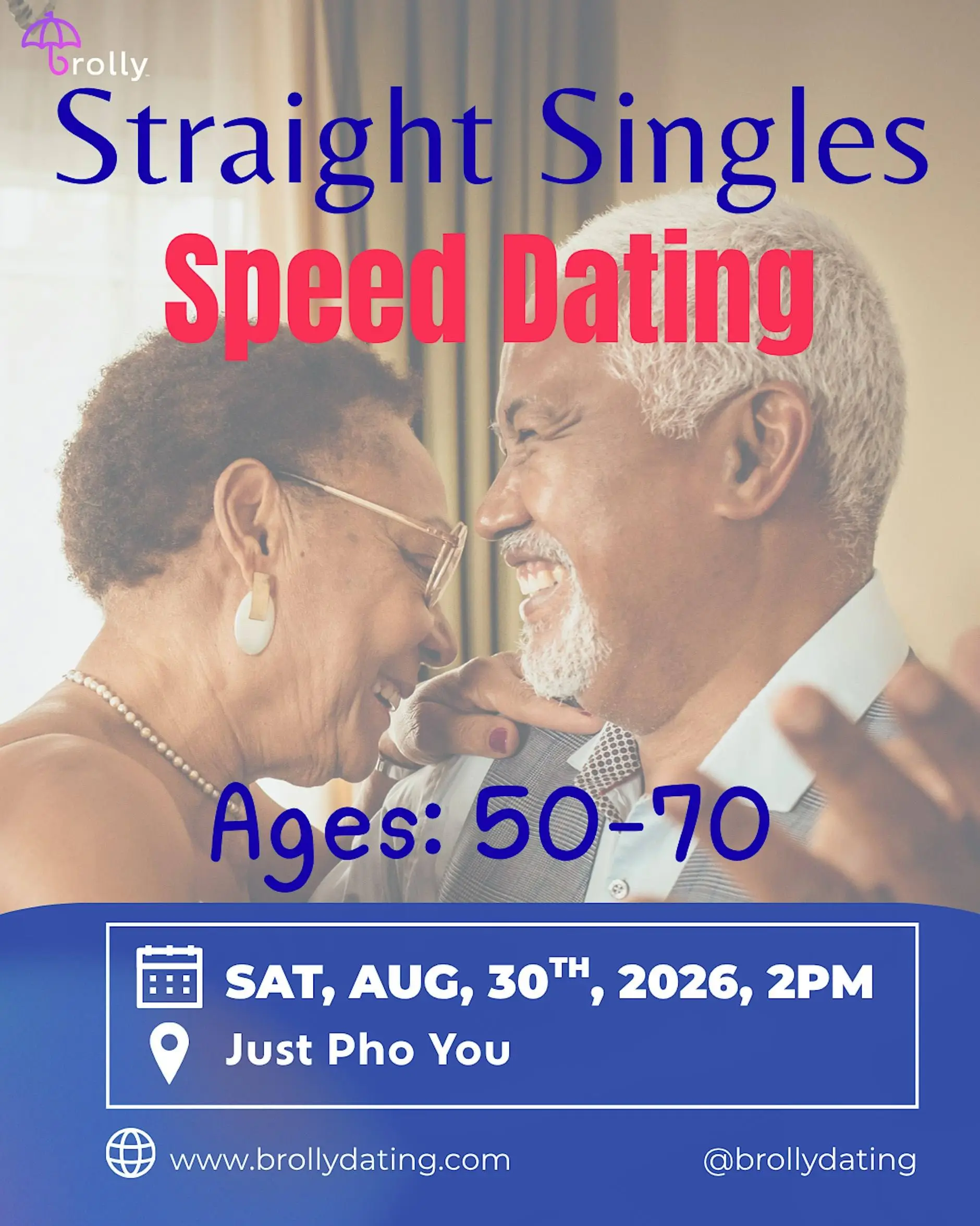 Straight Singles Speed Dating, 50-70: Sun September, 27th, 2026, at 2pm Straight Singles Speed Dating, 50-70: Sun September, 27th, 2026, at 2pm