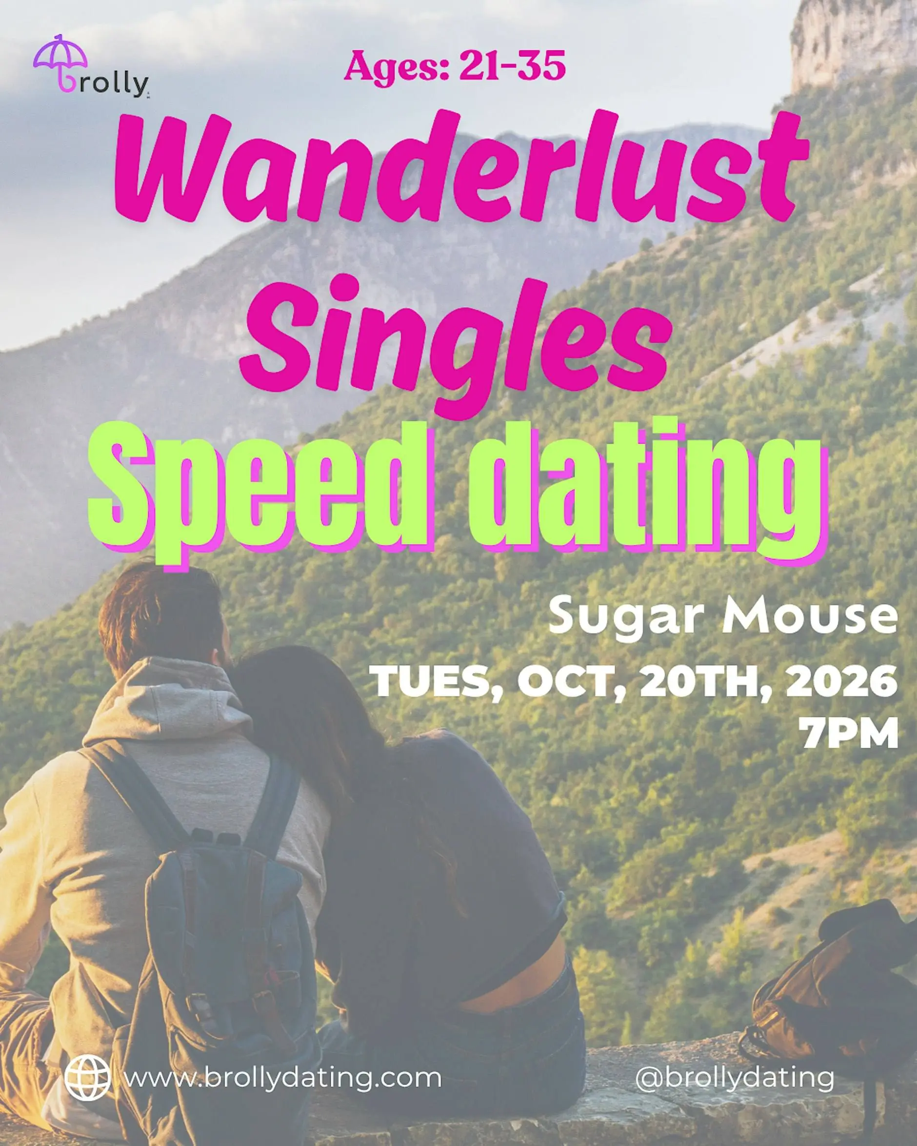 Wanderlust Single Speed Dating, 21-35: Tuesday, October, 20th, 2026, at 7pm Wanderlust Single Speed Dating, 21-35: Tuesday, October, 20th, 2026, at 7pm