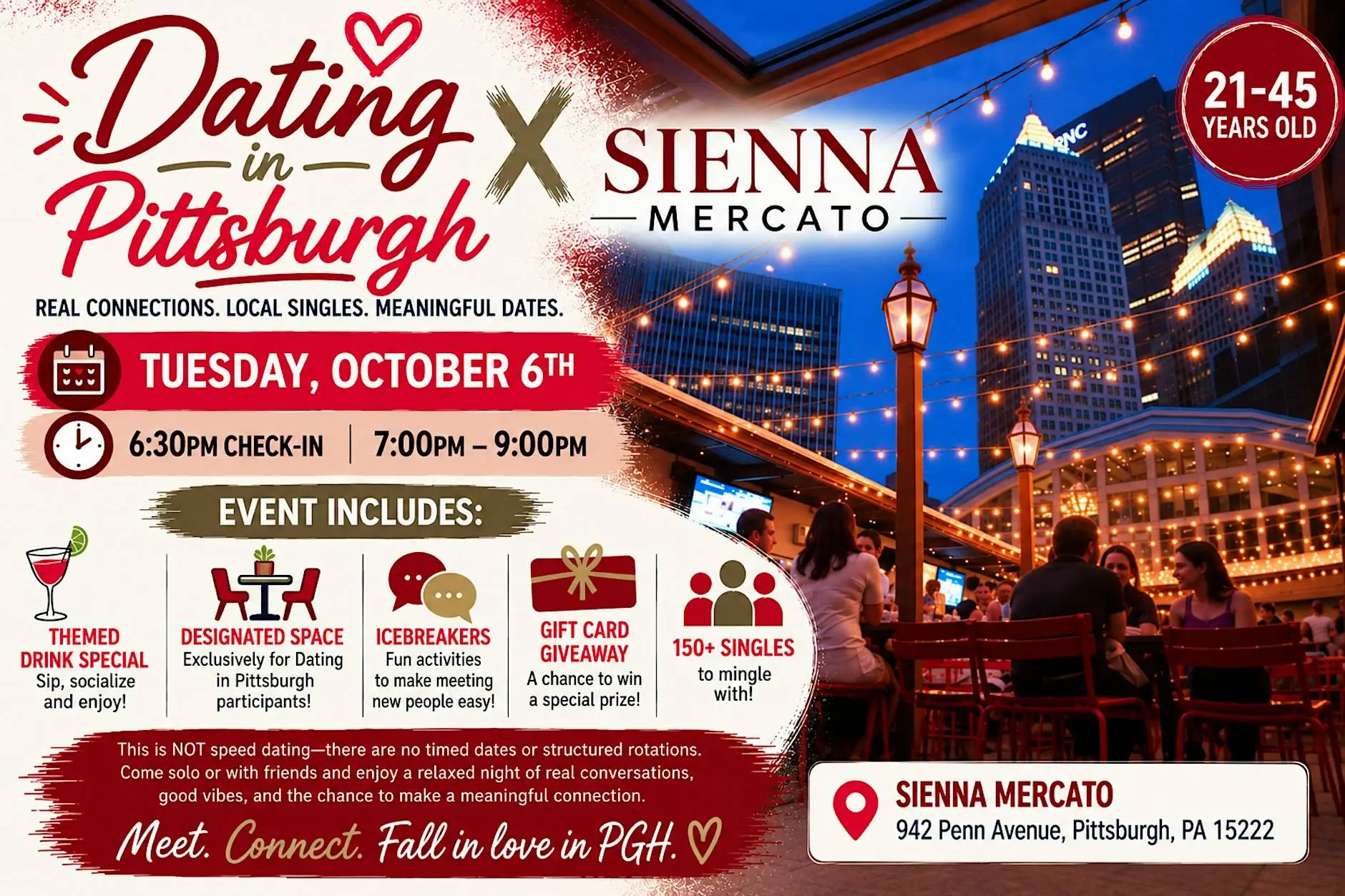 Singles night at Sienna Mercato Singles night at Sienna Mercato