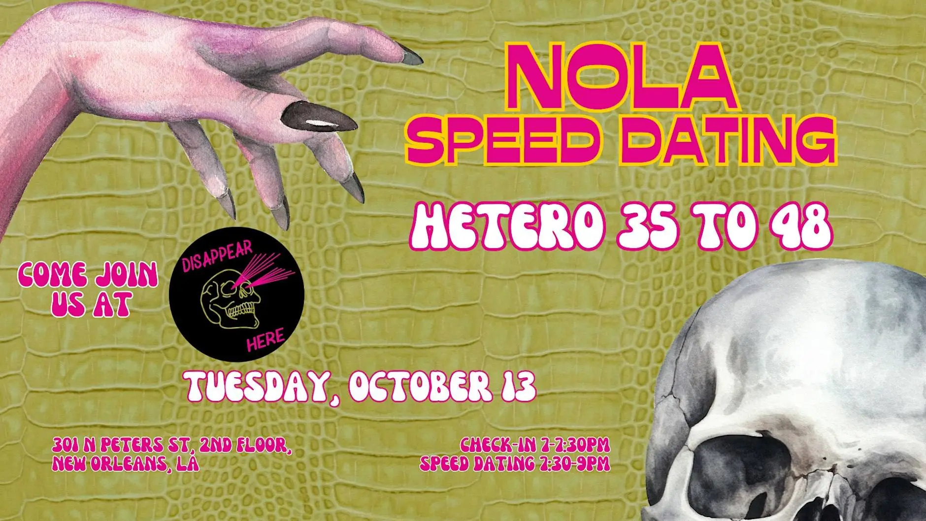 10/13 - Red Stick Speed Dating @ Disappear Here 10/13 - Red Stick Speed Dating @ Disappear Here