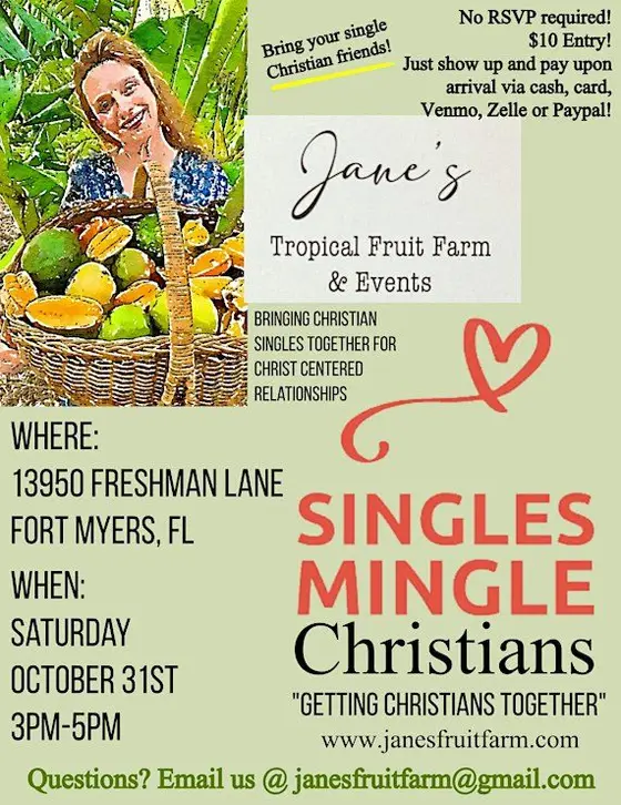 Singles Mingle for Christians @ Jane's Tropical Fruit Farm in Fort Myers — photo 2
