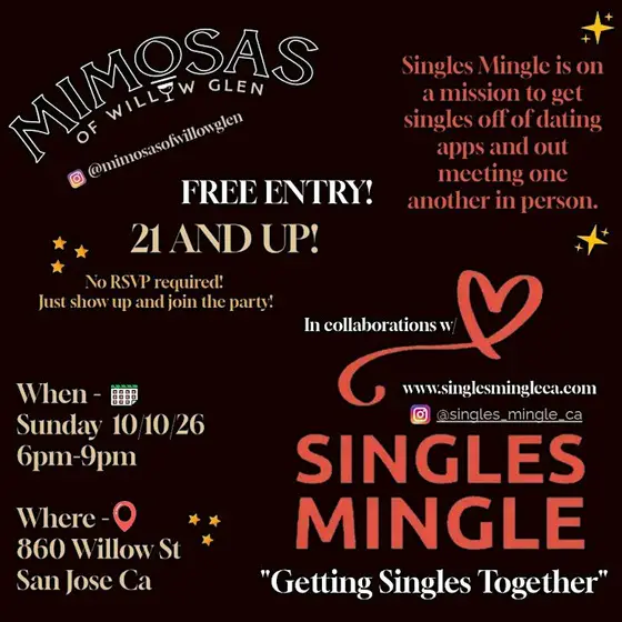 Singles Mingle @ Mimosas in Willow Glen 21+ FREE ENTRY — photo 2