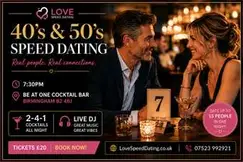 Speed Dating Singles Night Ages 40's and 50's Birmingham Be At One