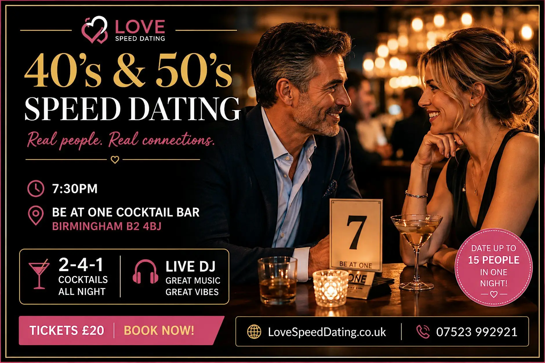 Speed Dating Singles Night Ages 40's and 50's Birmingham Be At One Speed Dating Singles Night Ages 40's and 50's Birmingham Be At One
