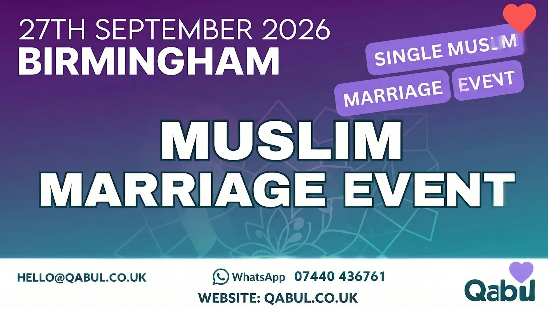 Birmingham - MUSLIM MARRIAGE EVENT | 1-to-1 Single Muslim Meetup | 27-Sept Birmingham - MUSLIM MARRIAGE EVENT | 1-to-1 Single Muslim Meetup | 27-Sept
