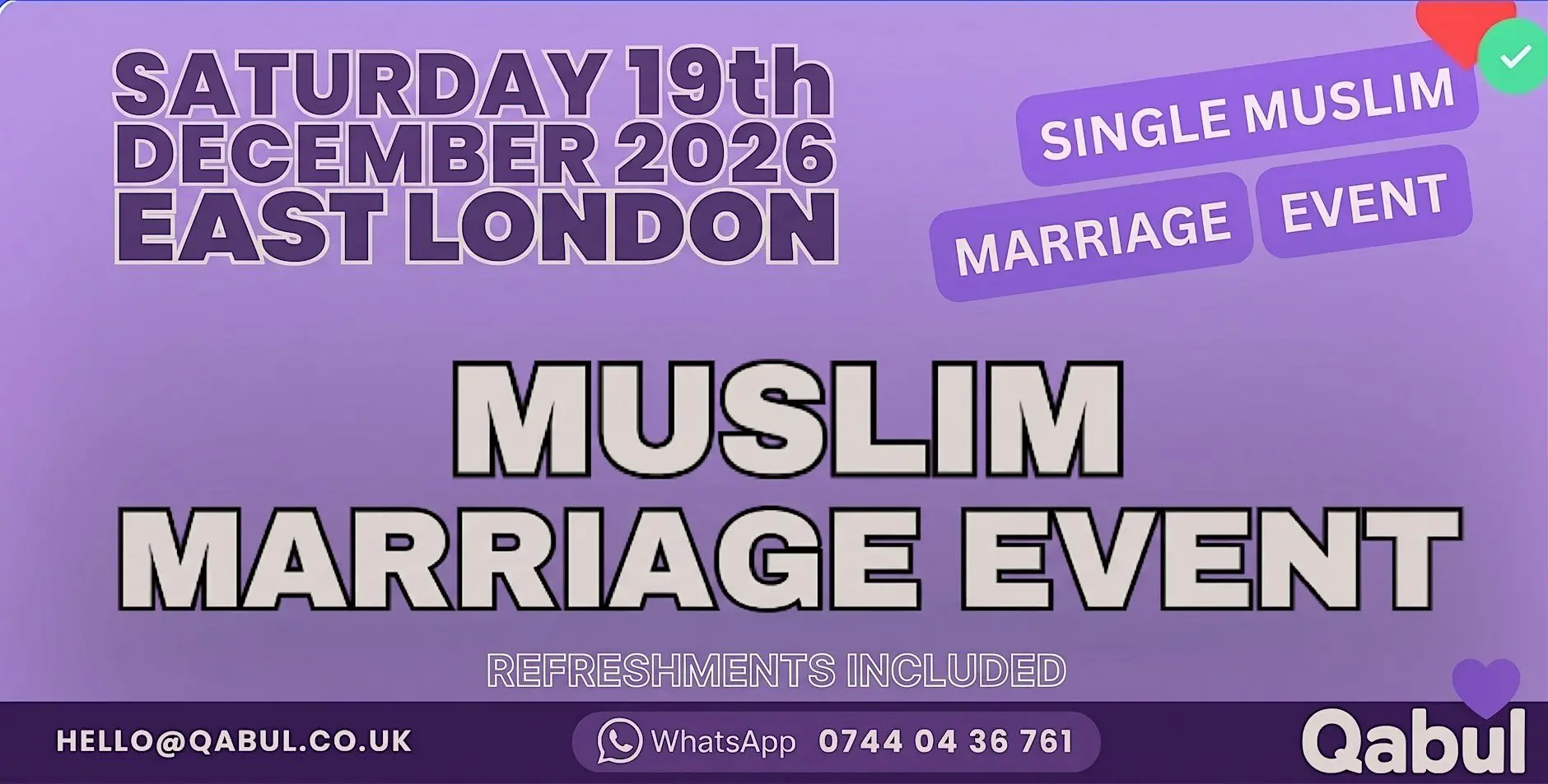 East London - MUSLIM MARRIAGE EVENT | 1-to-1 Single Muslim Meetup | 19- Dec