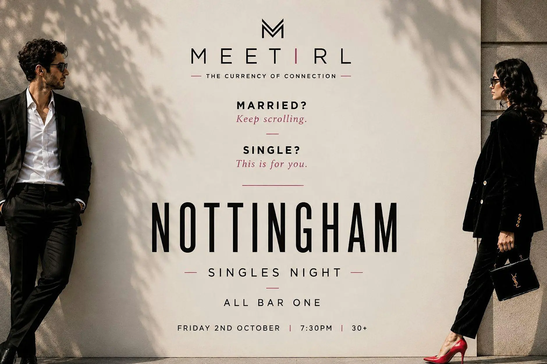 MeetIRL Nottingham Singles Social Mixer | Ages over 30+ | All Bar One MeetIRL Nottingham Singles Social Mixer | Ages over 30+ | All Bar One