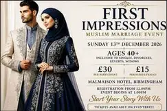 First Impressions - Muslim Marriage Event - Malmaison Hotel - Ages 40+