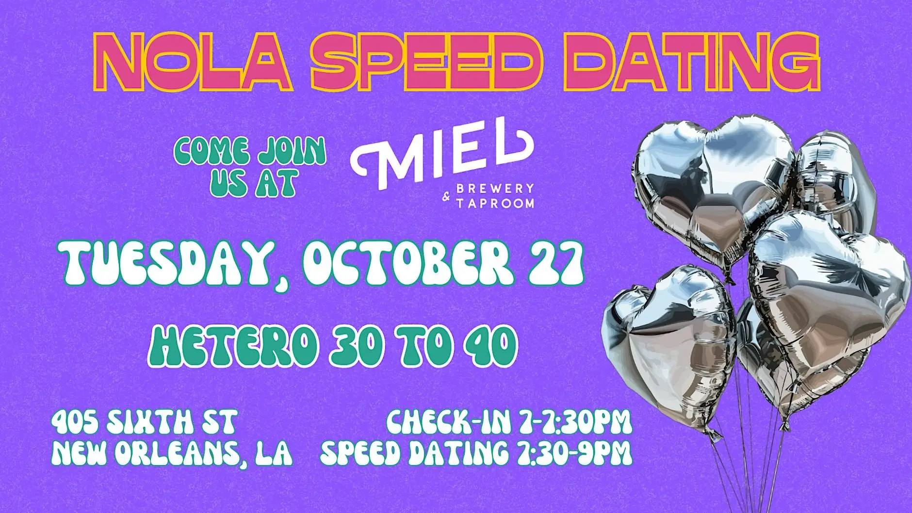 10/27 - NOLA Speed Dating @ Miel Brewery 10/27 - NOLA Speed Dating @ Miel Brewery
