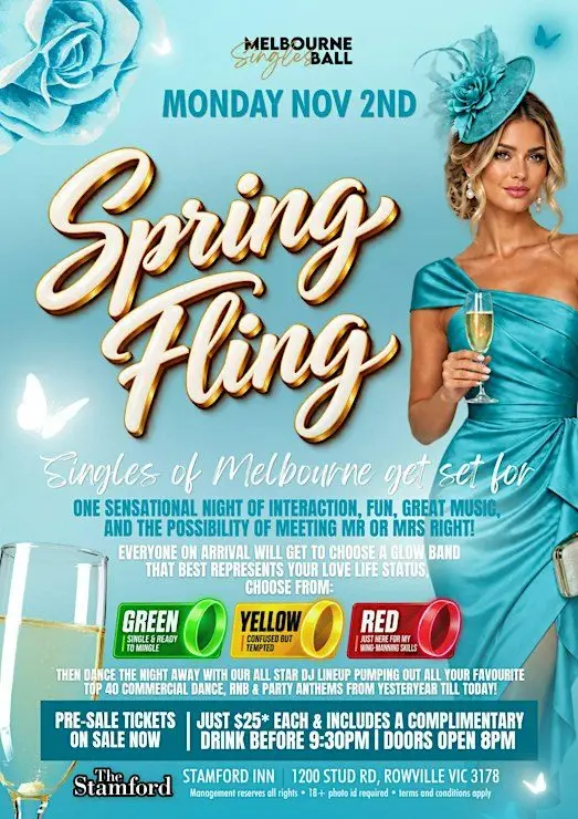 CUP EVE - Spring Fling Singles Party at The Stamford Inn, Rowville! — photo 2