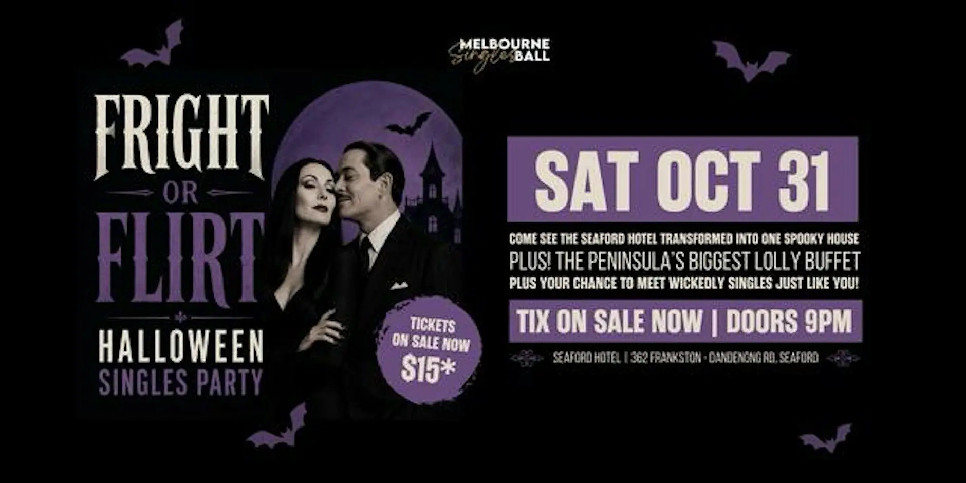 Fright or Flirt Halloween Singles Party at Seaford Hotel!