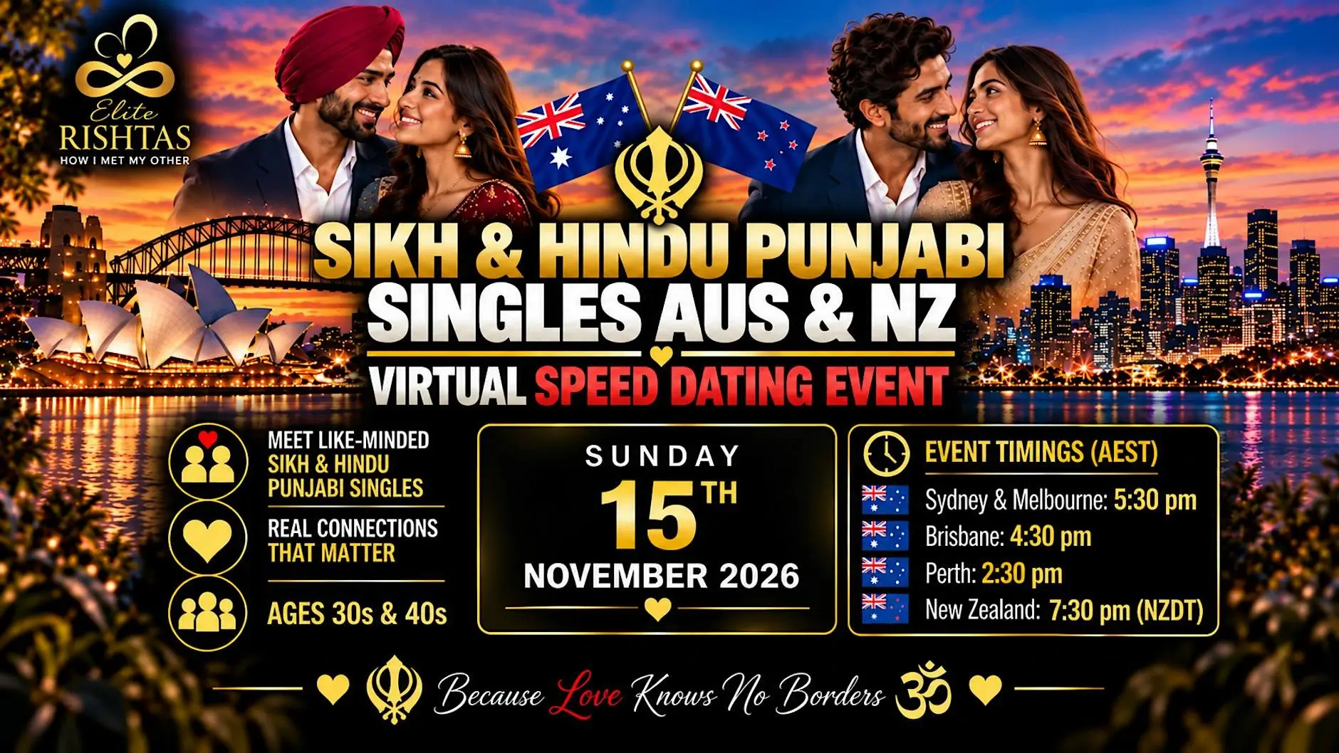 AUS & NZ Sikh & Hindu Punjabi Singles Virtual Speed Dating | 30s & 40s