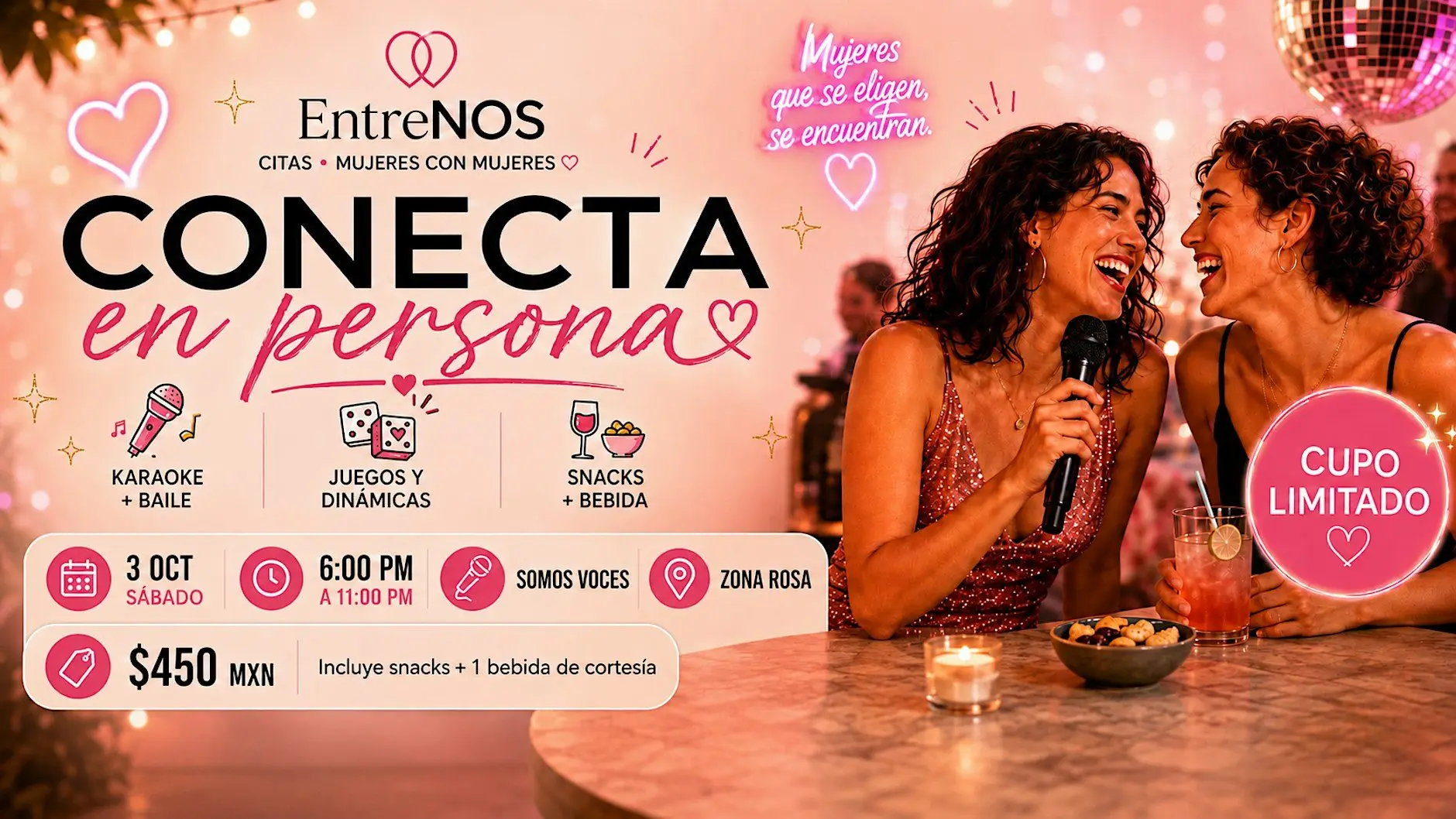 EntreNOS Girls Night | Citas, Karaoke y Conexiones entre Mujeres