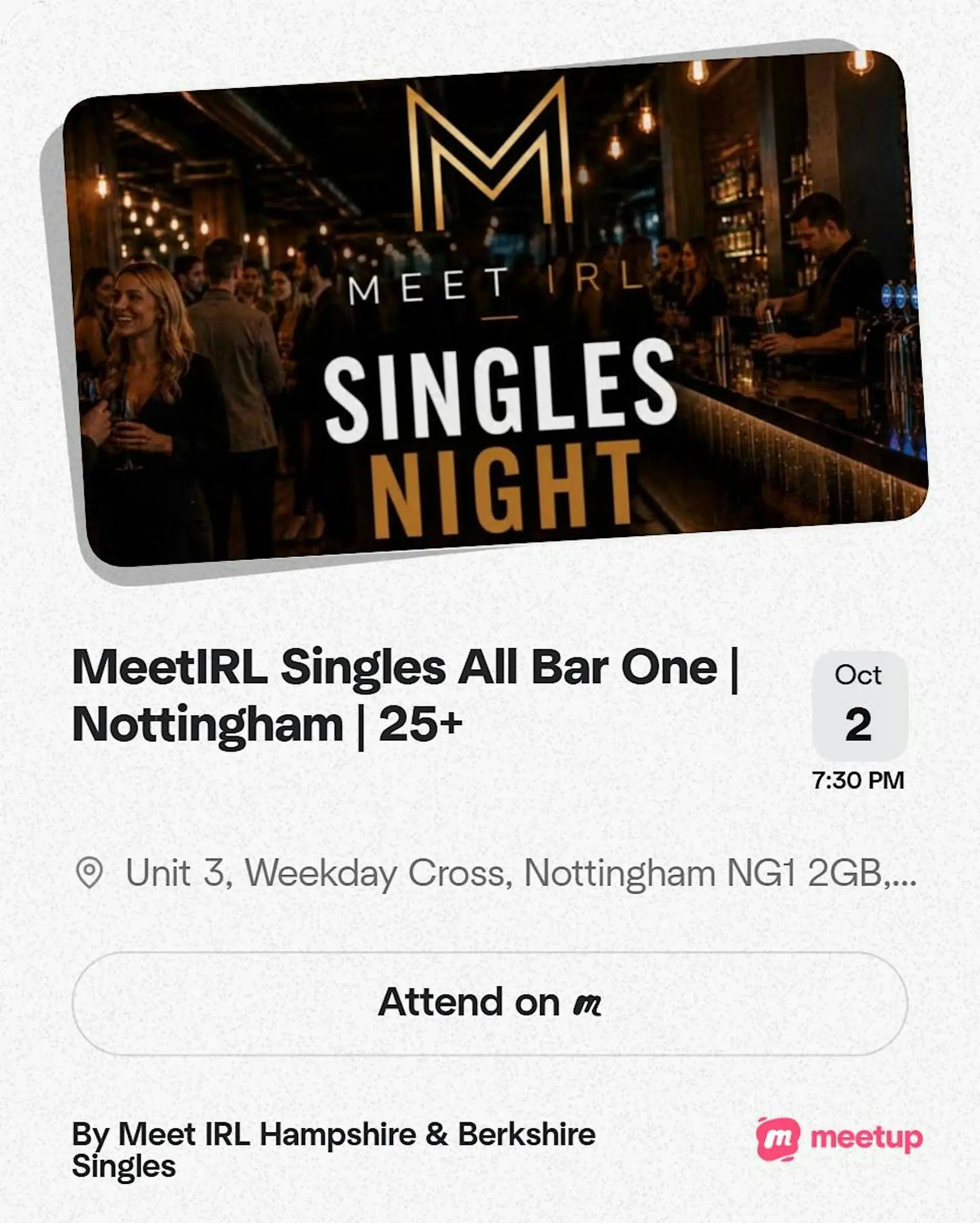 MeetIRL Social mixer All Bar One Southampton Over 30's MeetIRL Social mixer All Bar One Southampton Over 30's