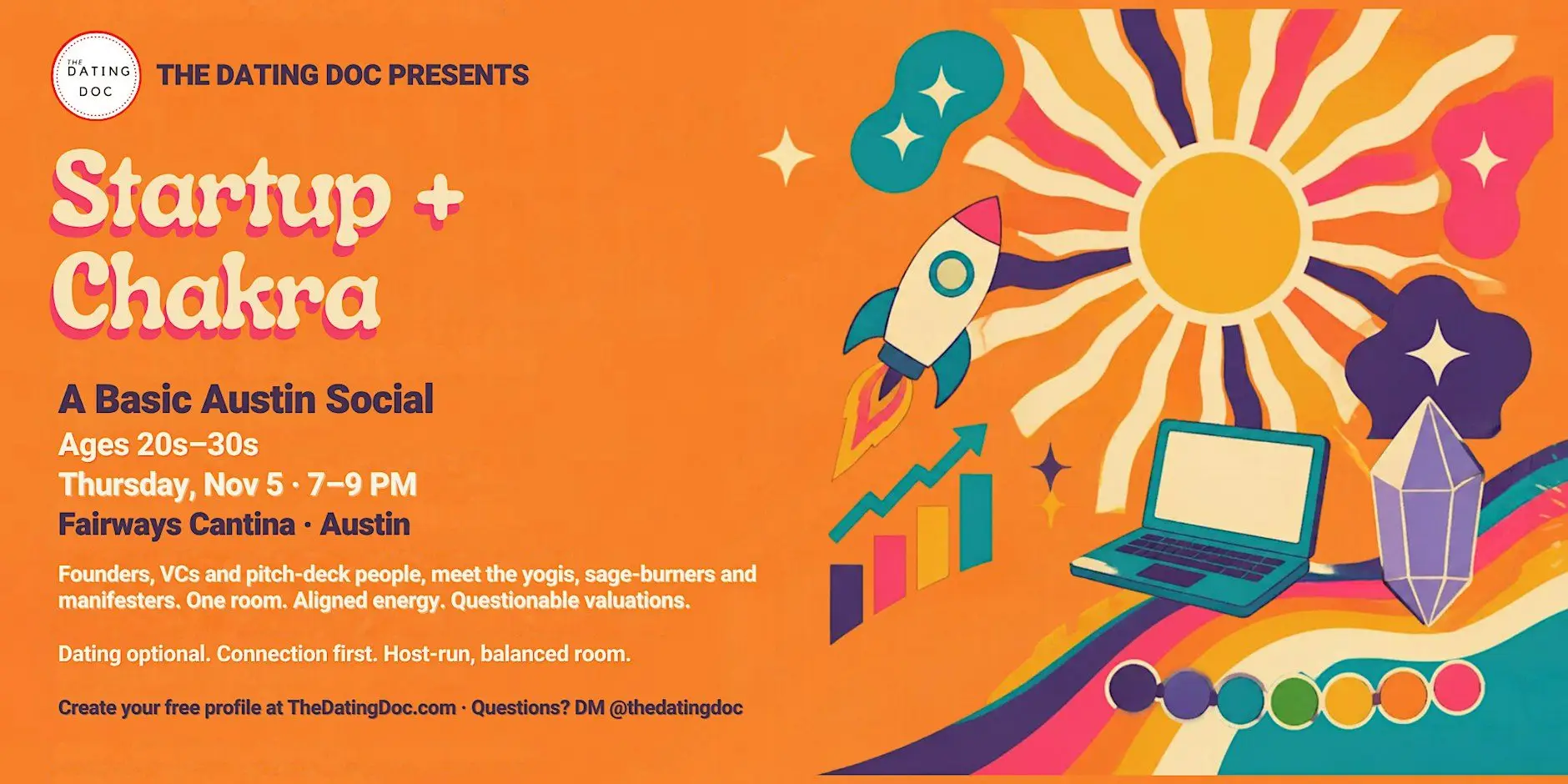 Startup + Chakra - Basic Austin Social (Ages: 20s-30s) Startup + Chakra - Basic Austin Social (Ages: 20s-30s)