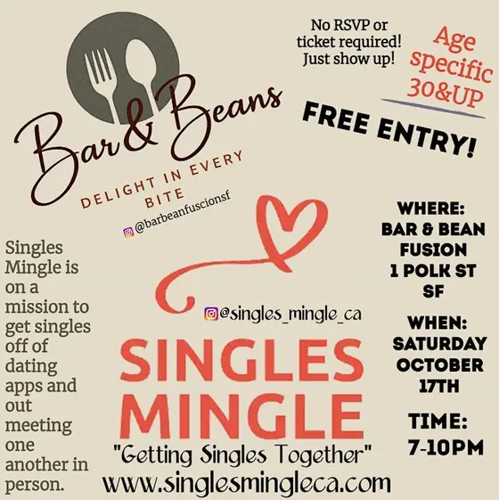 Singles Mingle @ Bar and Bean in San Francisco 30&UP FREE ENTRY! — photo 2