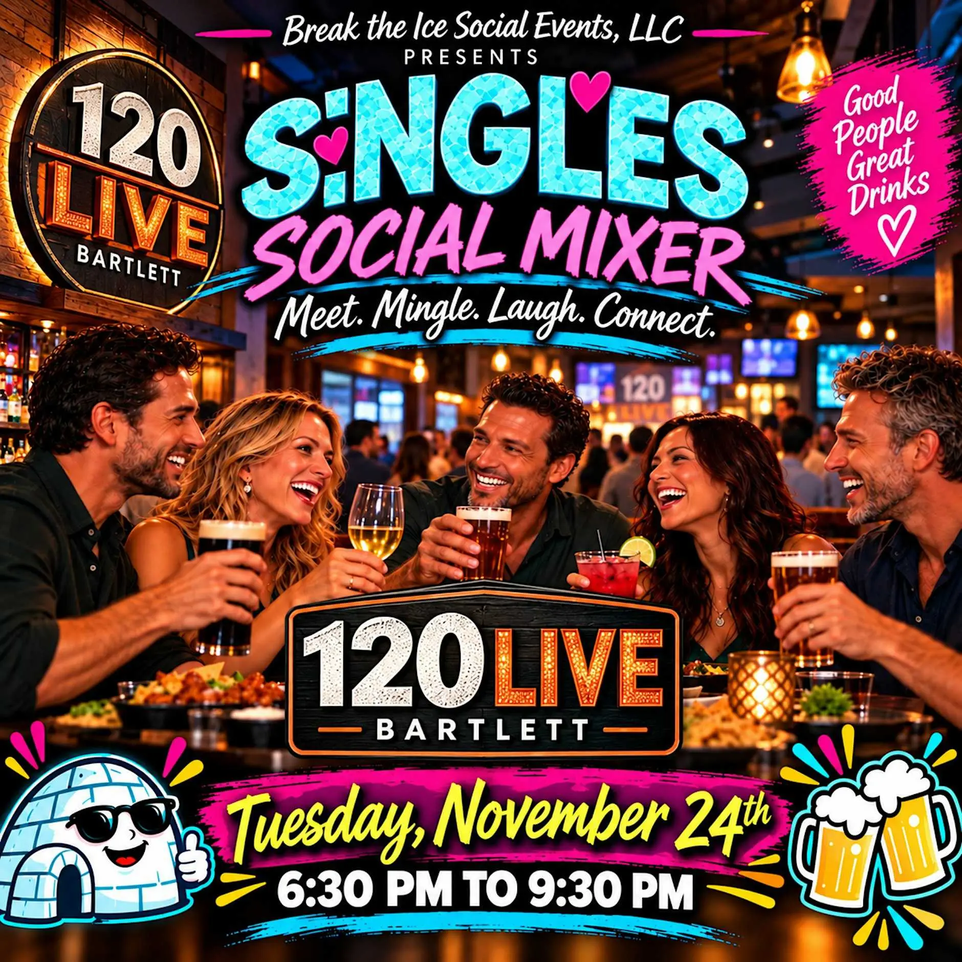 Singles Social Mixer Bartlett, IL 120 Live