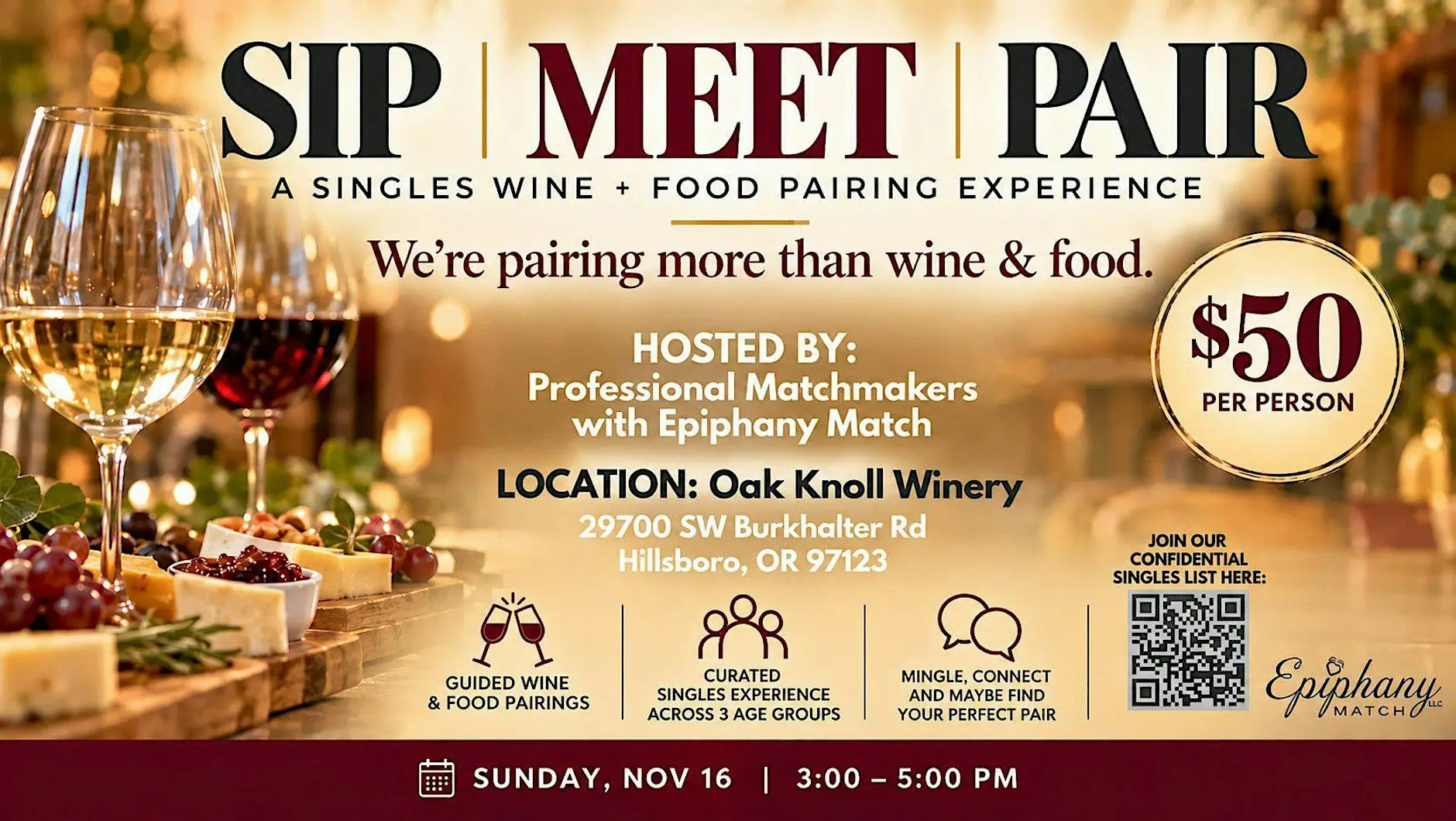 11/15/26 Singles Sip-Meet-Pair (3 Age Groups) 11/15/26 Singles Sip-Meet-Pair (3 Age Groups)