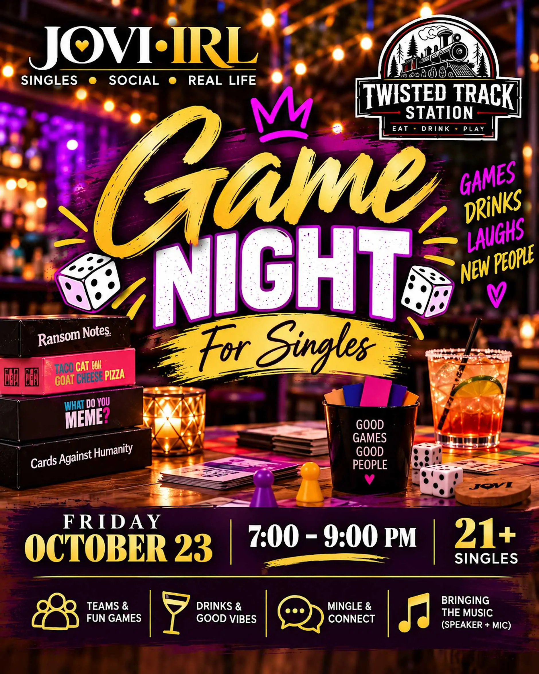 Singles Game Night at Twisted Track (LGBTQ+ Friendly) | JOVI Singles Game Night at Twisted Track (LGBTQ+ Friendly) | JOVI