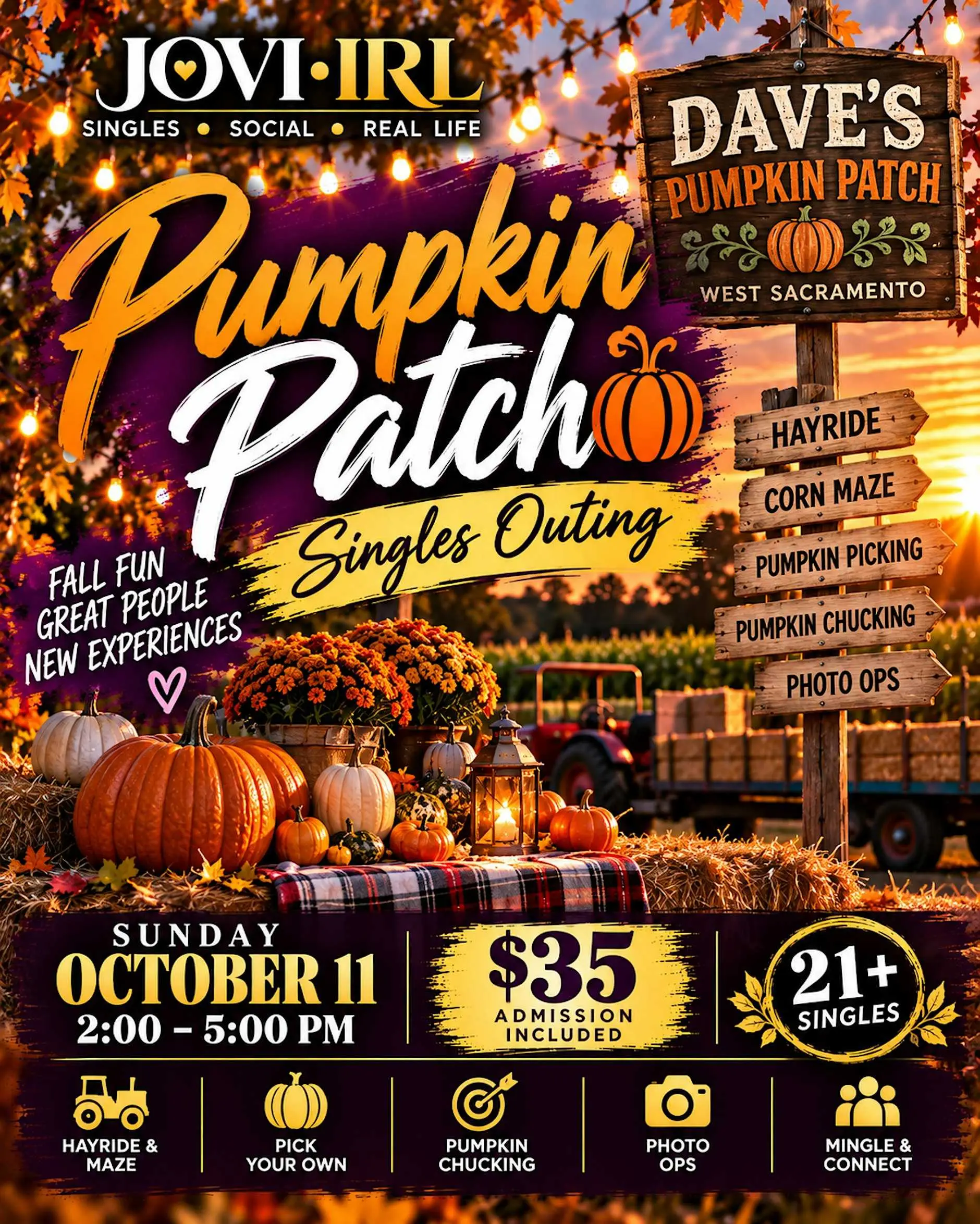 SOLD OUT! Pumpkin Patch SINGLES Outing | JOVI SOLD OUT! Pumpkin Patch SINGLES Outing | JOVI