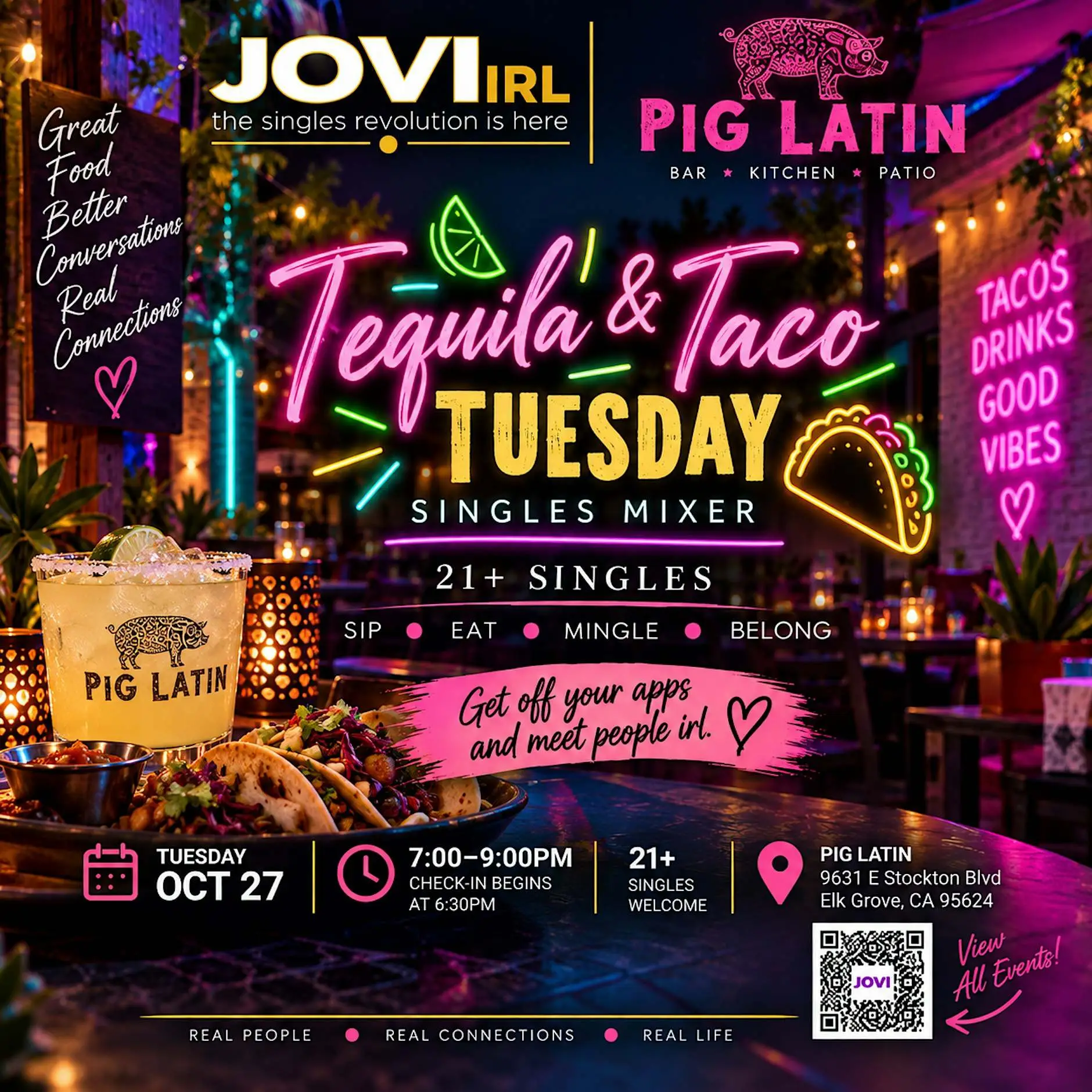 Singels Taco Tuesday at Pig Latin | JOVI