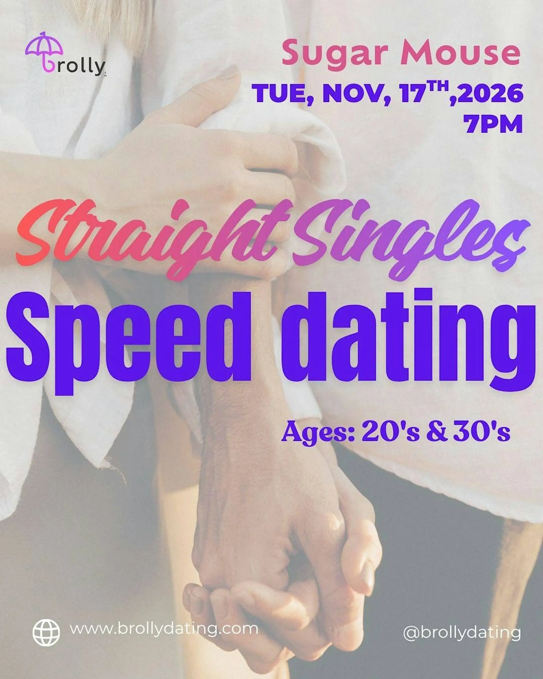Straight Singles Speed Dating, 20's & 30's: Tue, November, 17th, 2026, 7pm