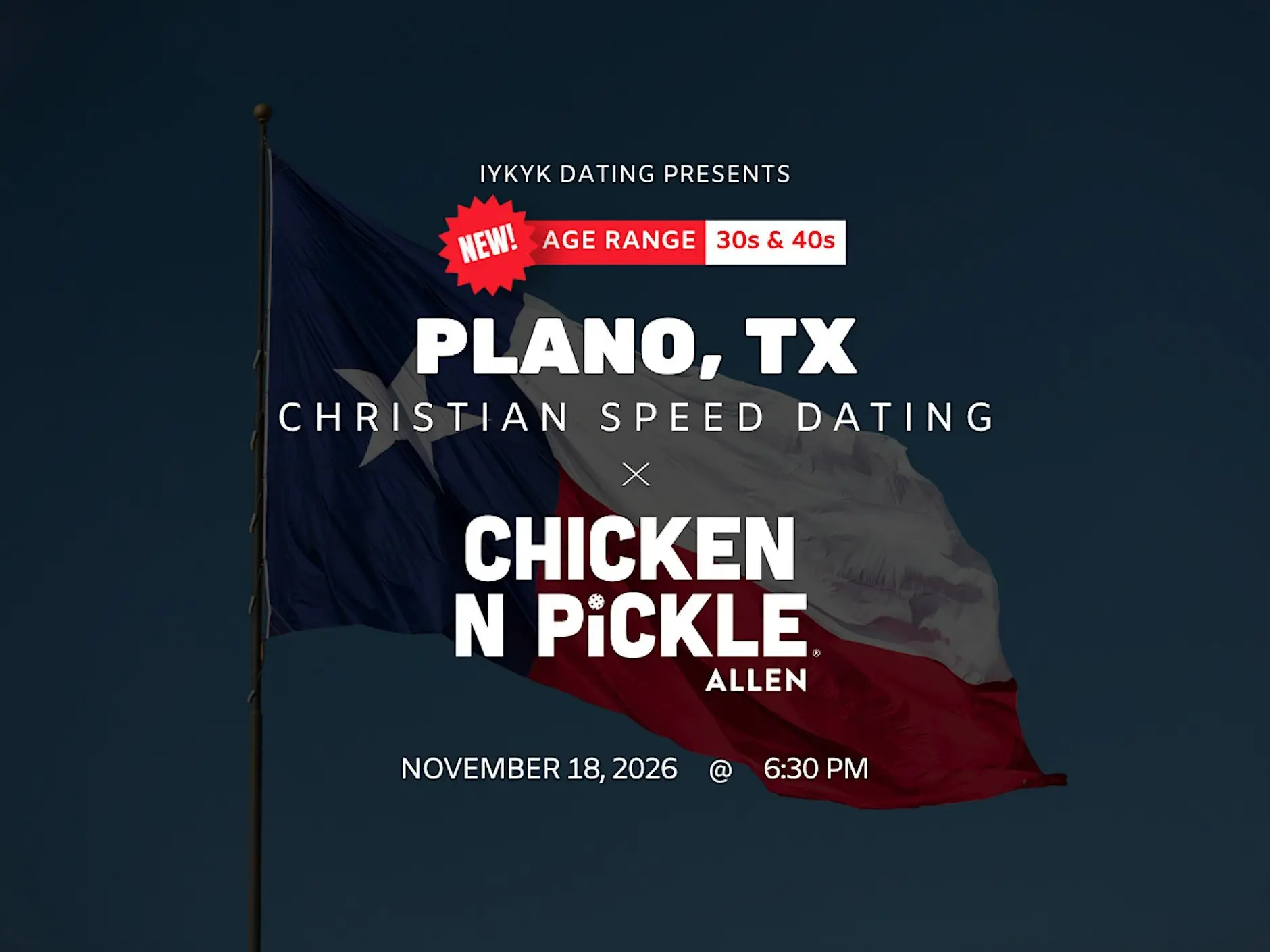 Plano Christian Speed Dating | IYKYK Dating | 33-49 | 11/18/26