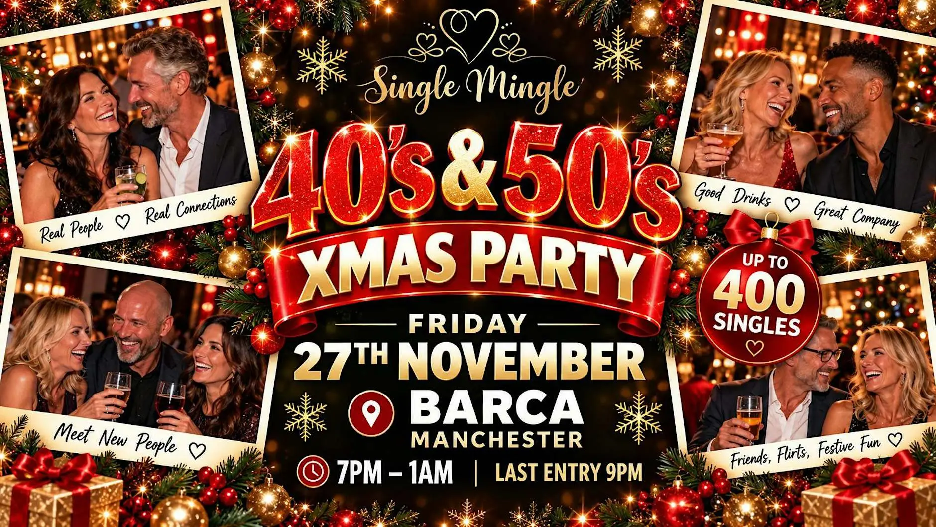 Single Mingle Manchester ~ 40s & 50s ~ Xmas Party ~ 27th November 2026 Single Mingle Manchester ~ 40s & 50s ~ Xmas Party ~ 27th November 2026